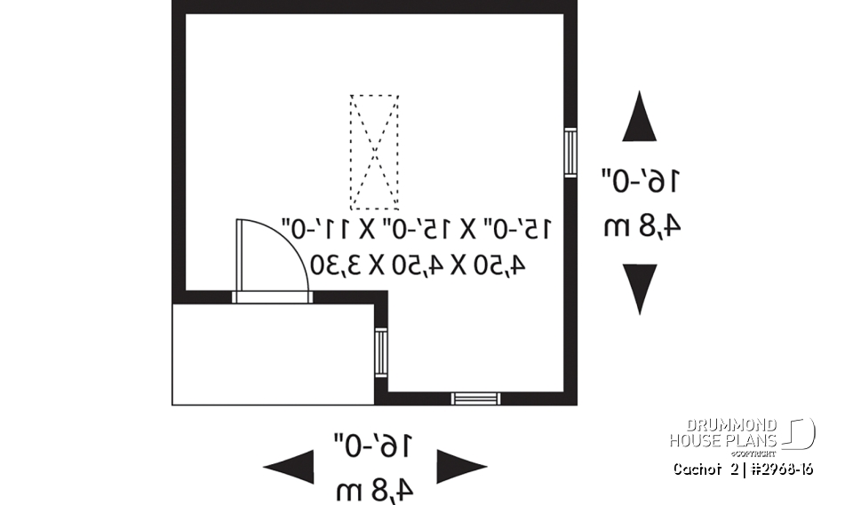 1st level - Backyard shed plan, country style, storage in attic - Cachot  2