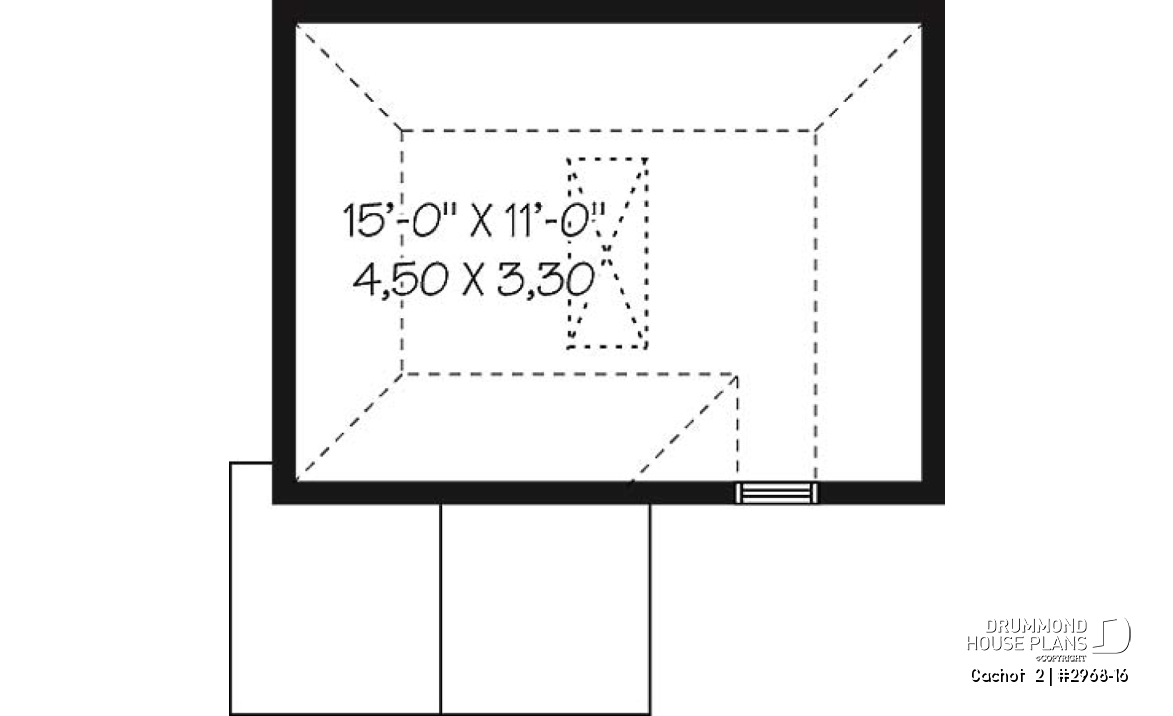 2nd level - Backyard shed plan, country style, storage in attic - Cachot  2
