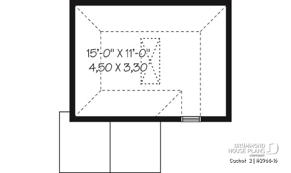 2nd level - Backyard shed plan, country style, storage in attic - Cachot  2